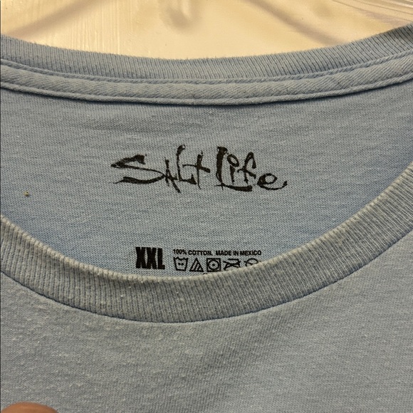 (👀3 For $20) Salt Life Men’s 2XL Light Blue Fishing Graphic Tee - Picture 2 of 3